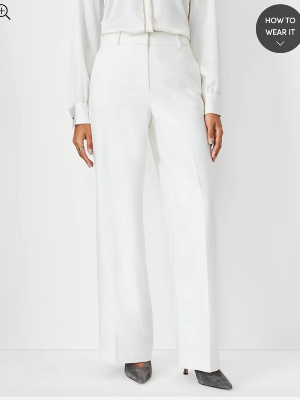 Ann Taylor Petite High Waist Wide Leg Pant in Herringbone - Picture 2 of 2